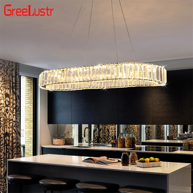 GreeLustr K9 Crystal Oval Pendant Lamp For Living Rooms