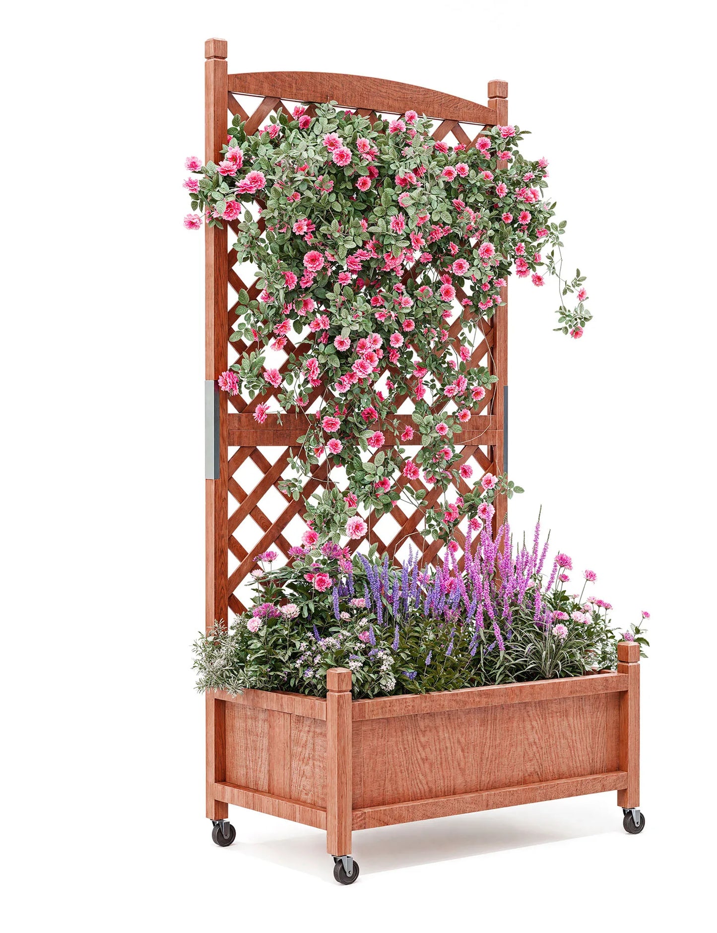 TWISTER.CK Wood Planter Box With Trellis Wheels