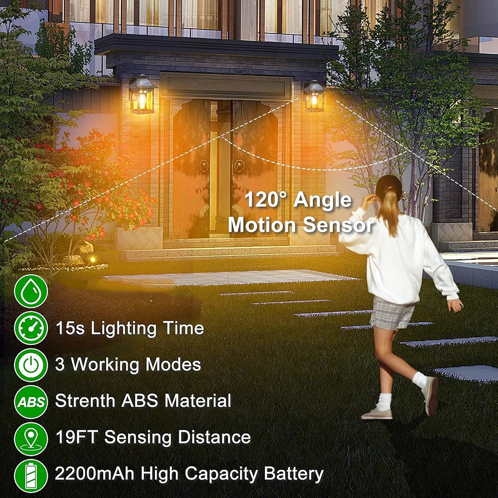 Solar Powered Wall Lanterns With Motion Sensor LED Sconce Lights