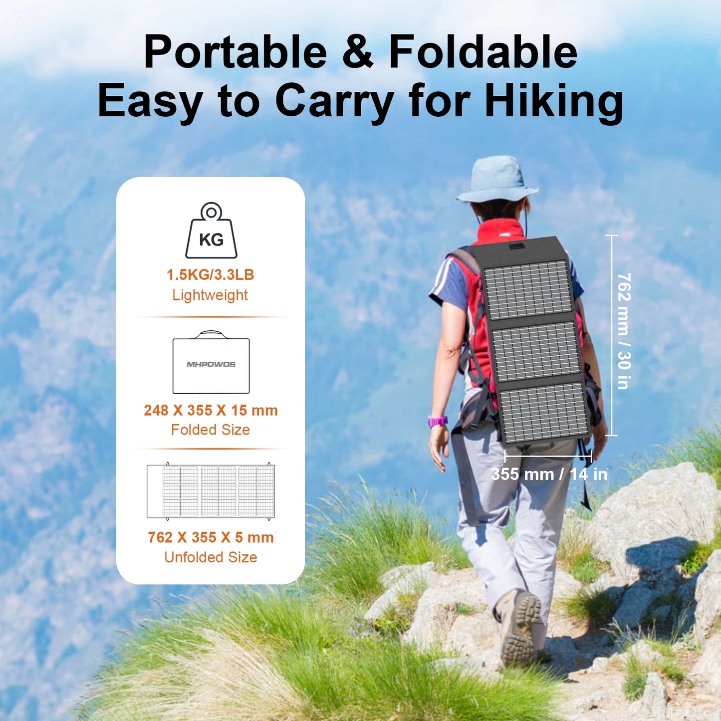 MHPOWOS 42W Solar Panel Charger For Phone Hiking Cam