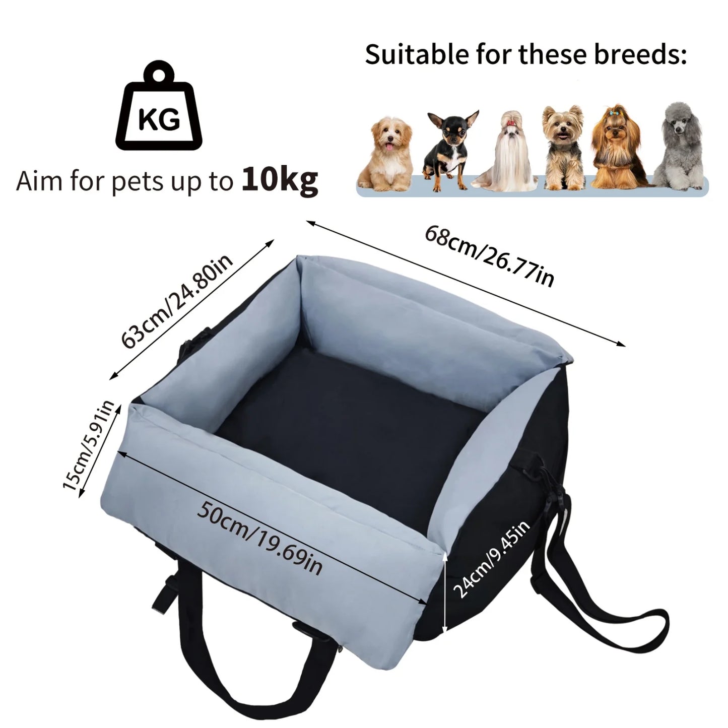 BINGOPAW Dog Car Seat Booster With Safety Belt Washable