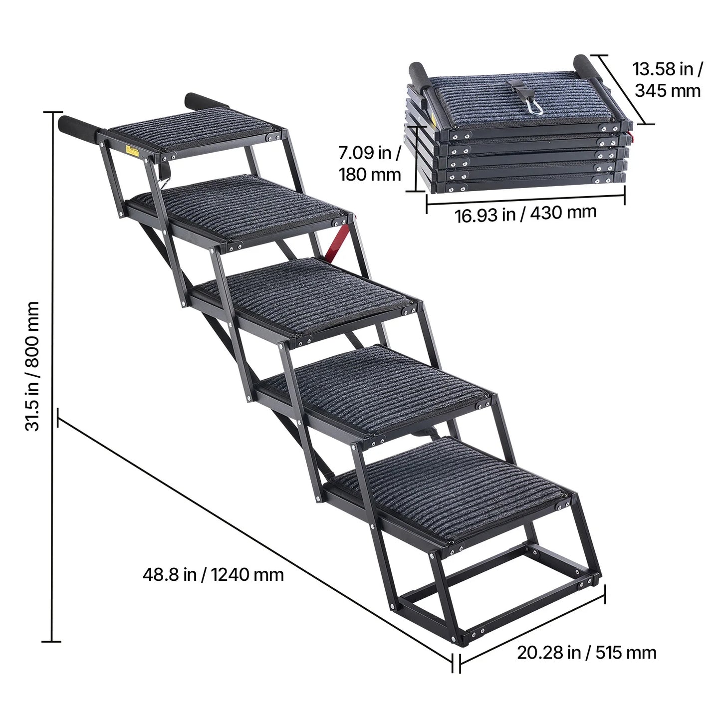 SucceBuy Dog Car Stairs 4 To 5 Foldable Ramp Portable