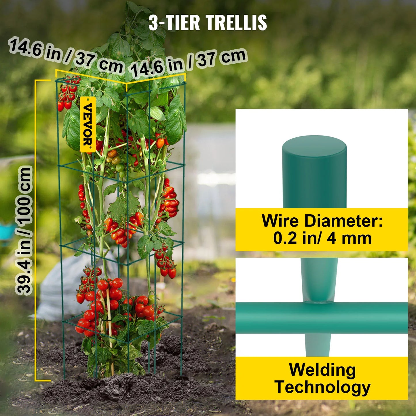 VEVOR Tomato Cages Plant Support Square Steel Interlocking Design