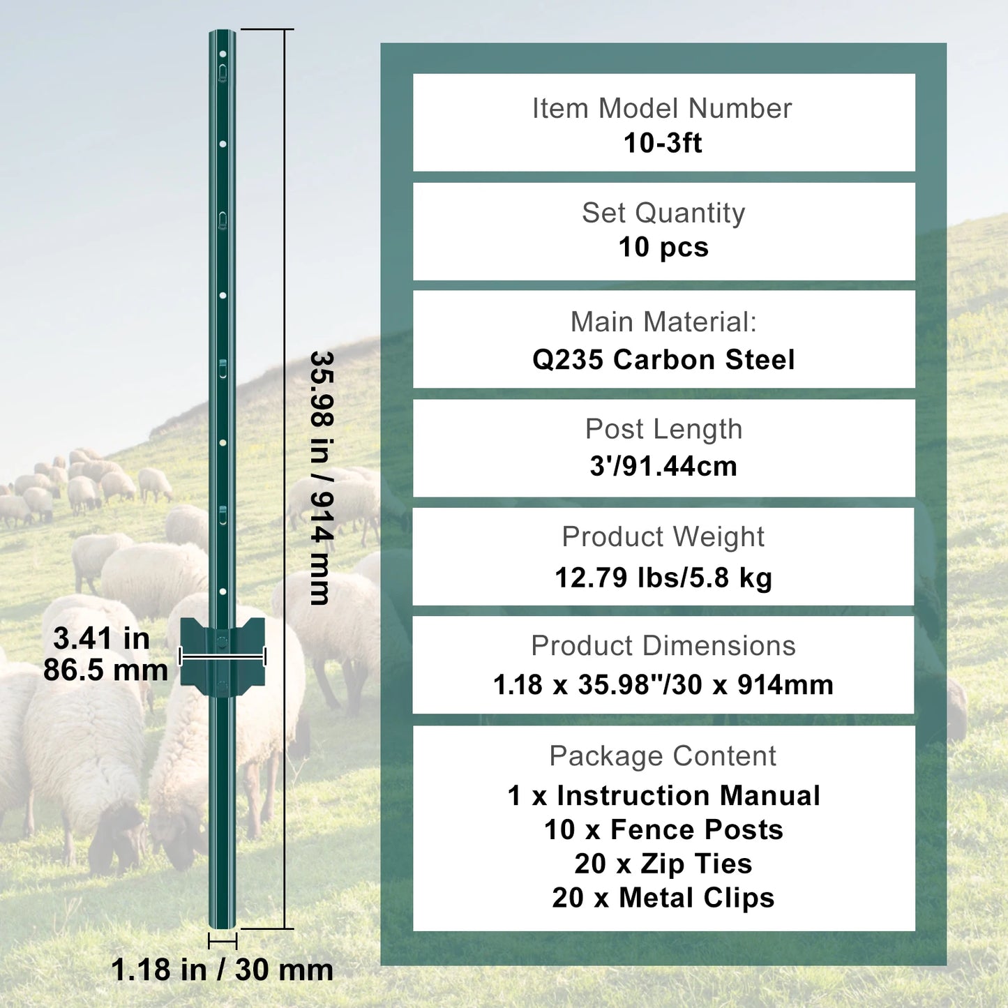 SucceBuy Heavy Duty Fence Post T-Post Steel Garden Stakes