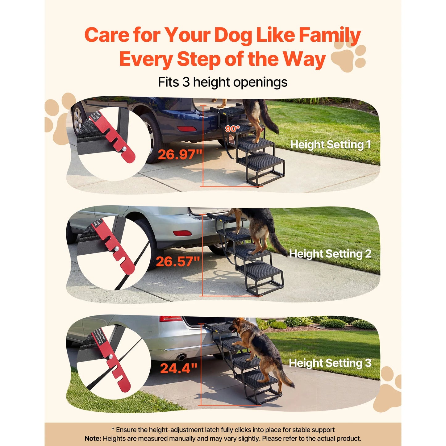 SucceBuy Dog Car Stairs 4 To 5 Foldable Ramp Portable