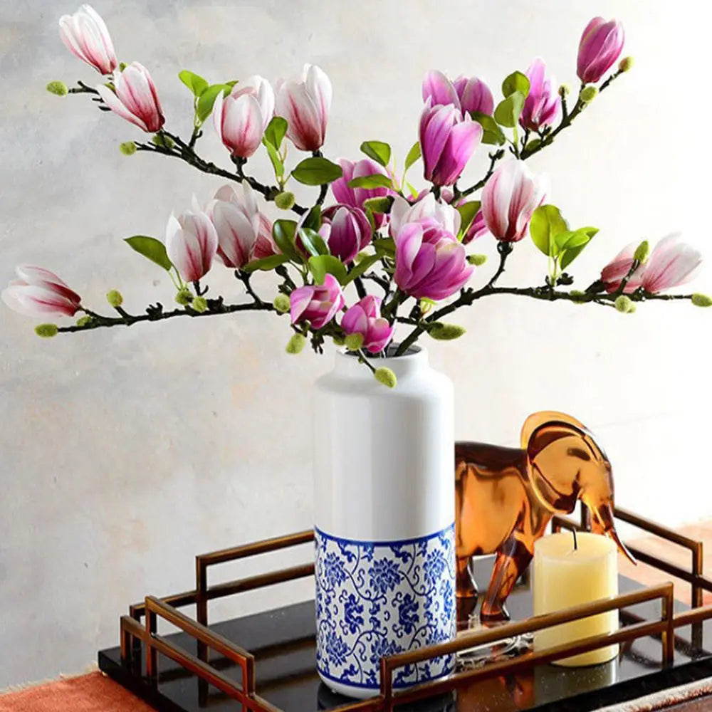 Artificial Silk Magnolia Bouquet For Wedding And Bridal Decor