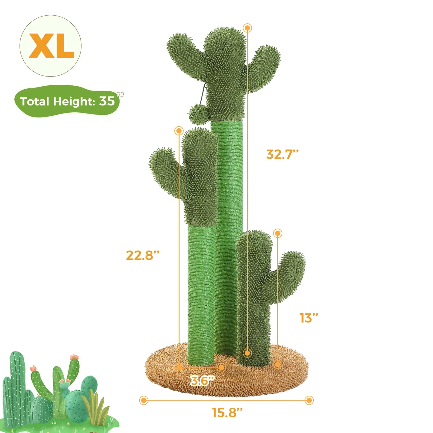 Pequlti Cactus Cat Tree With Condo And Hammock Indoor Play