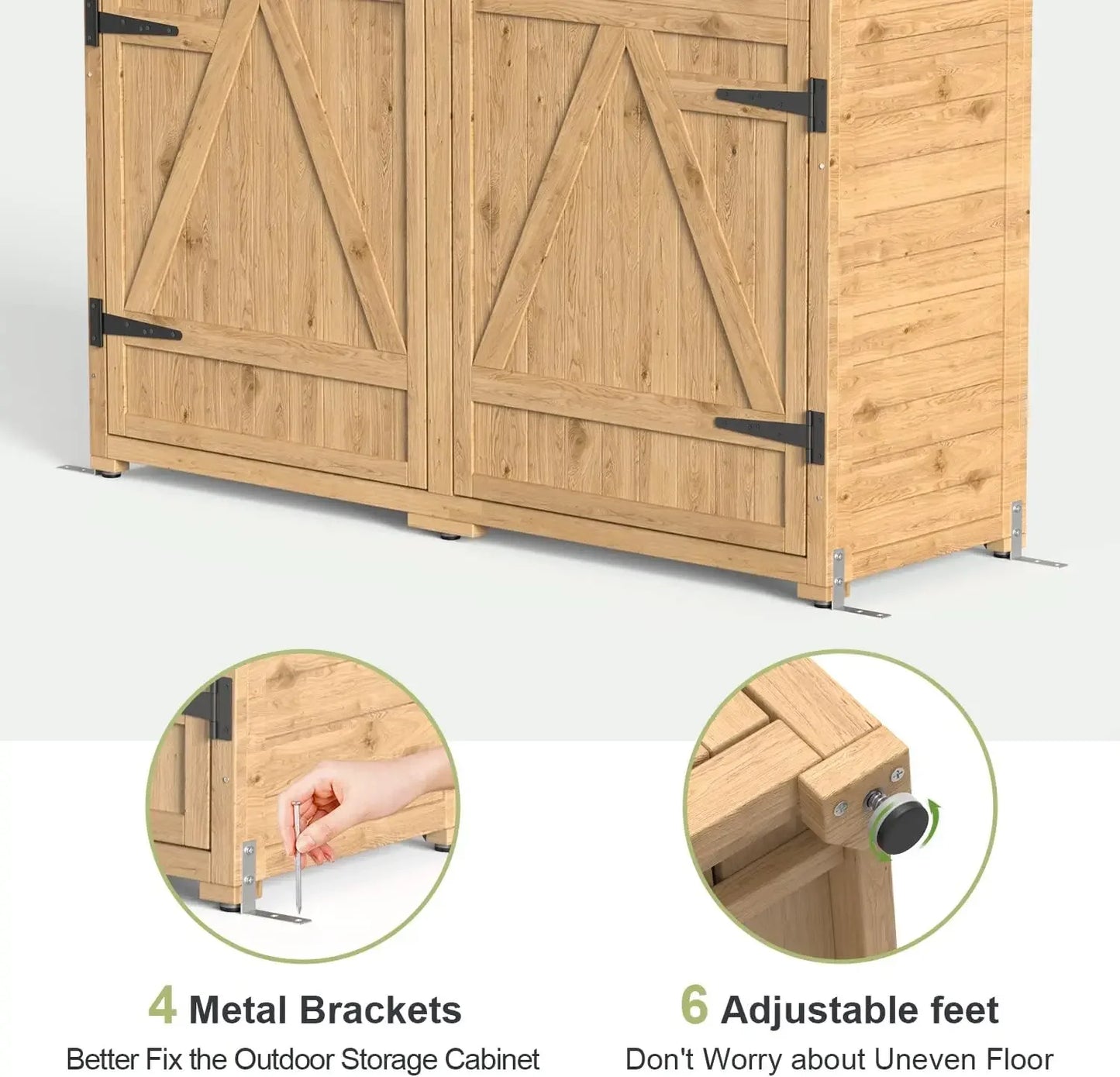 Outdoor Storage Cabinet With Waterproof Roof And Lockable Double Doors