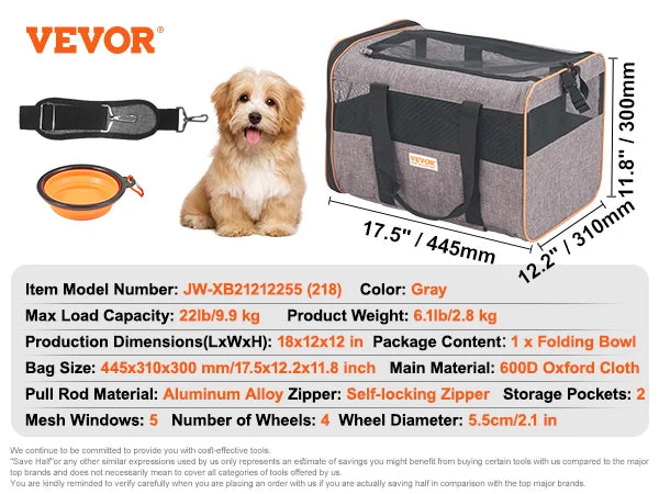 Breathable Pet Carrier Backpack With Wheels And Handle For Travel