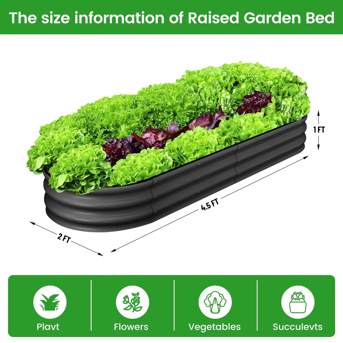 HiMISS Two Pack Oval Galvanized Steel Raised Garden Bed