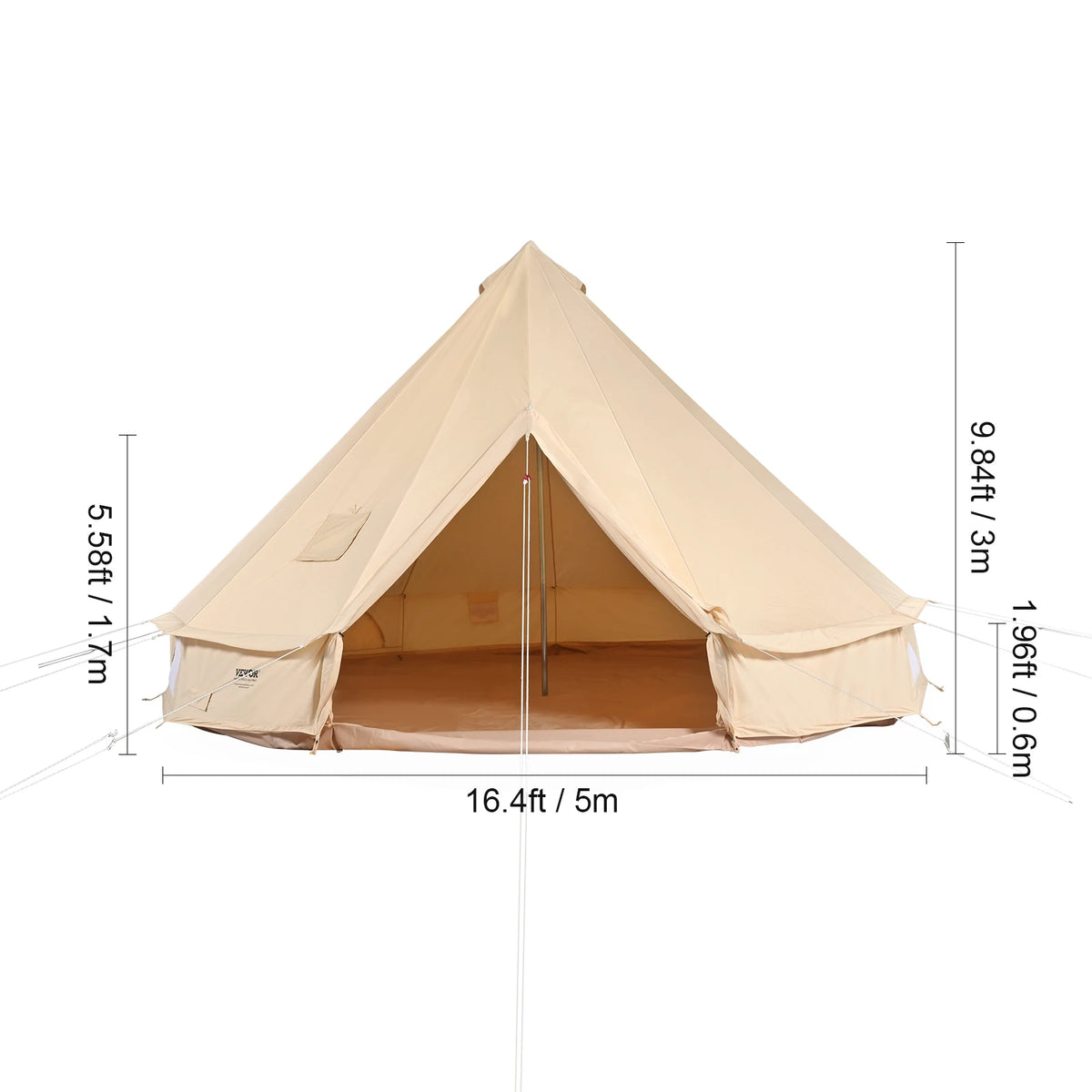 SucceBuy Canvas Bell Tent For Camping With Aluminum Frame