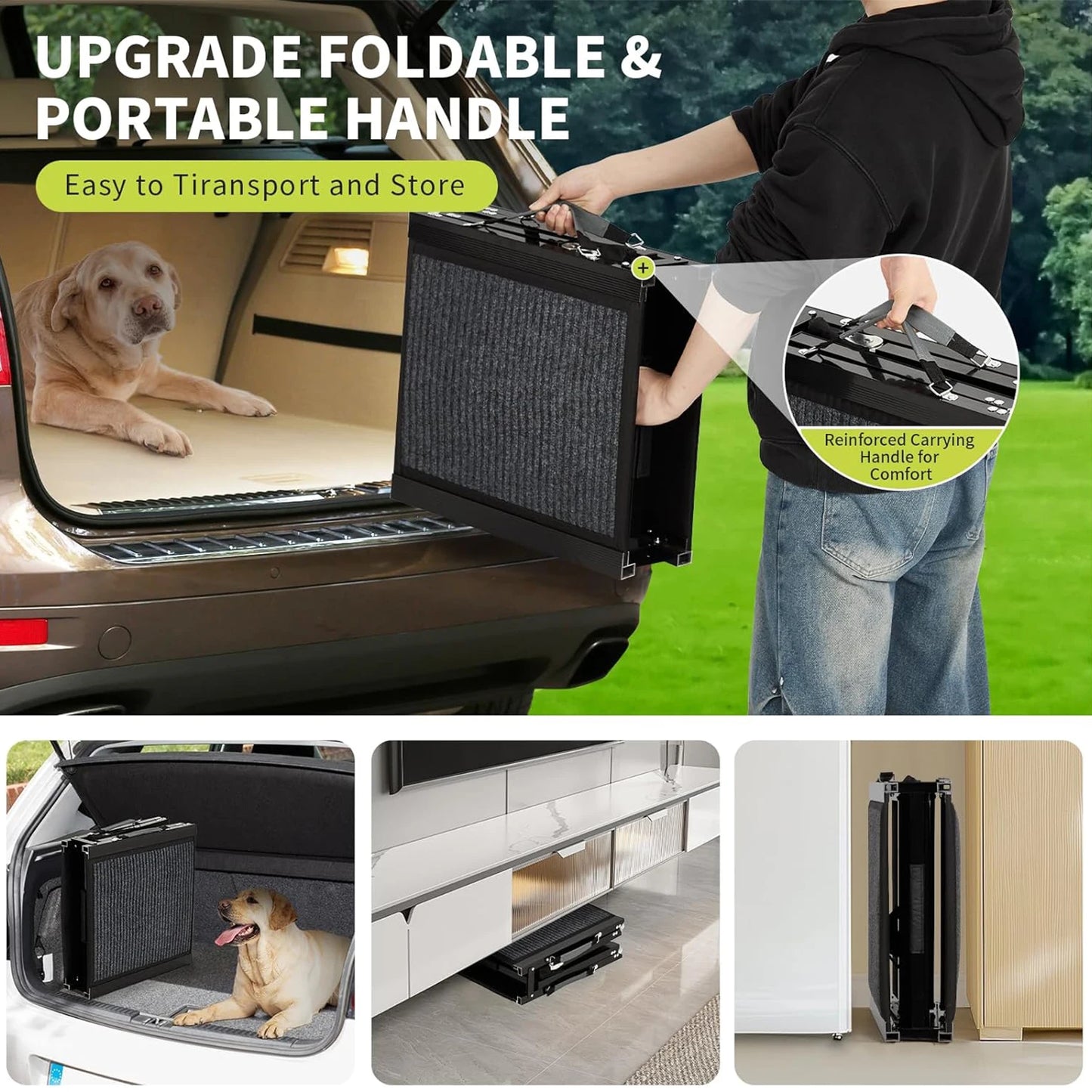 HiMISS Upgraded Car Dog Ramp With Non Slip Surface Folding