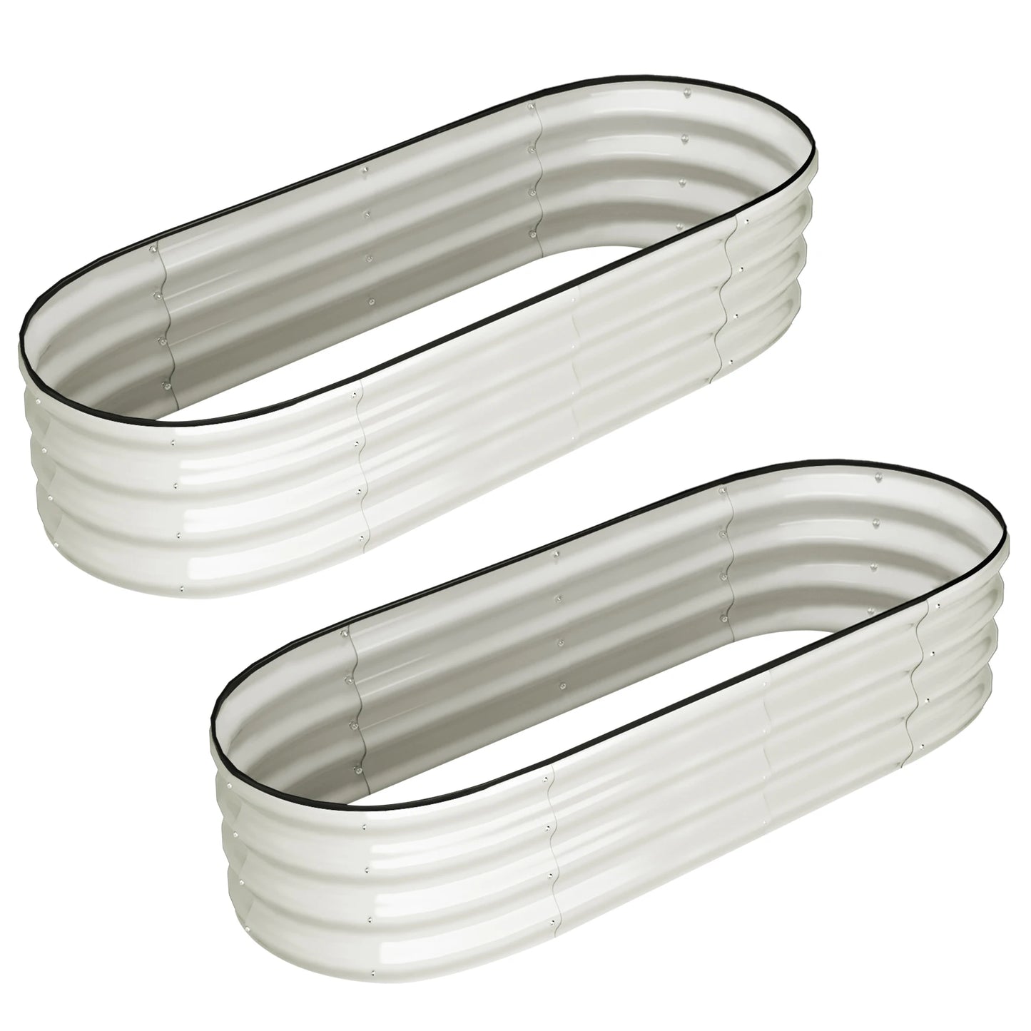 HiMISS Oval Raised Garden Bed in Galvanized Steel for Outdoors