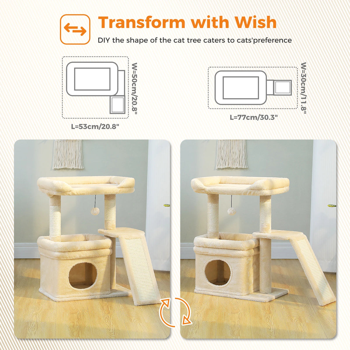 PAWZ Road Indoor Cat Tree Tower With Sisal Scratching Post