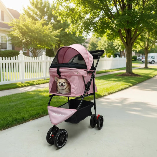 Chihuahua Pet Stroller Portable Foldable Carrier For Small Pets