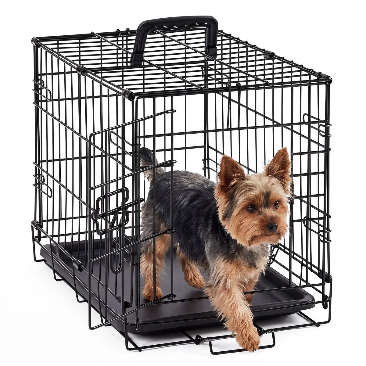JHK Single Door Metal Dog Crate With Foldable Removable Tray
