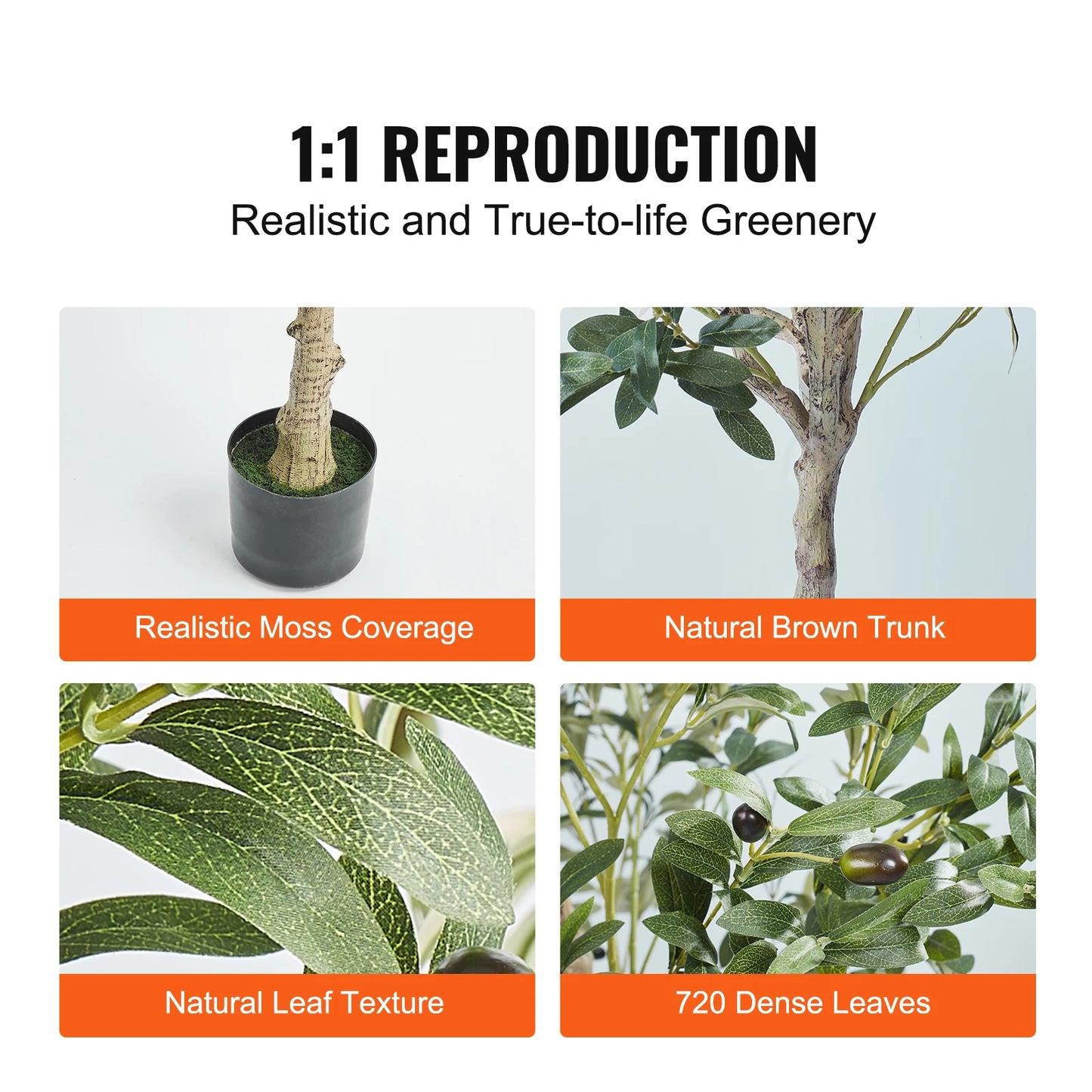 SucceBuy Artificial Olive Tree Faux Plant With Anti Tip Design