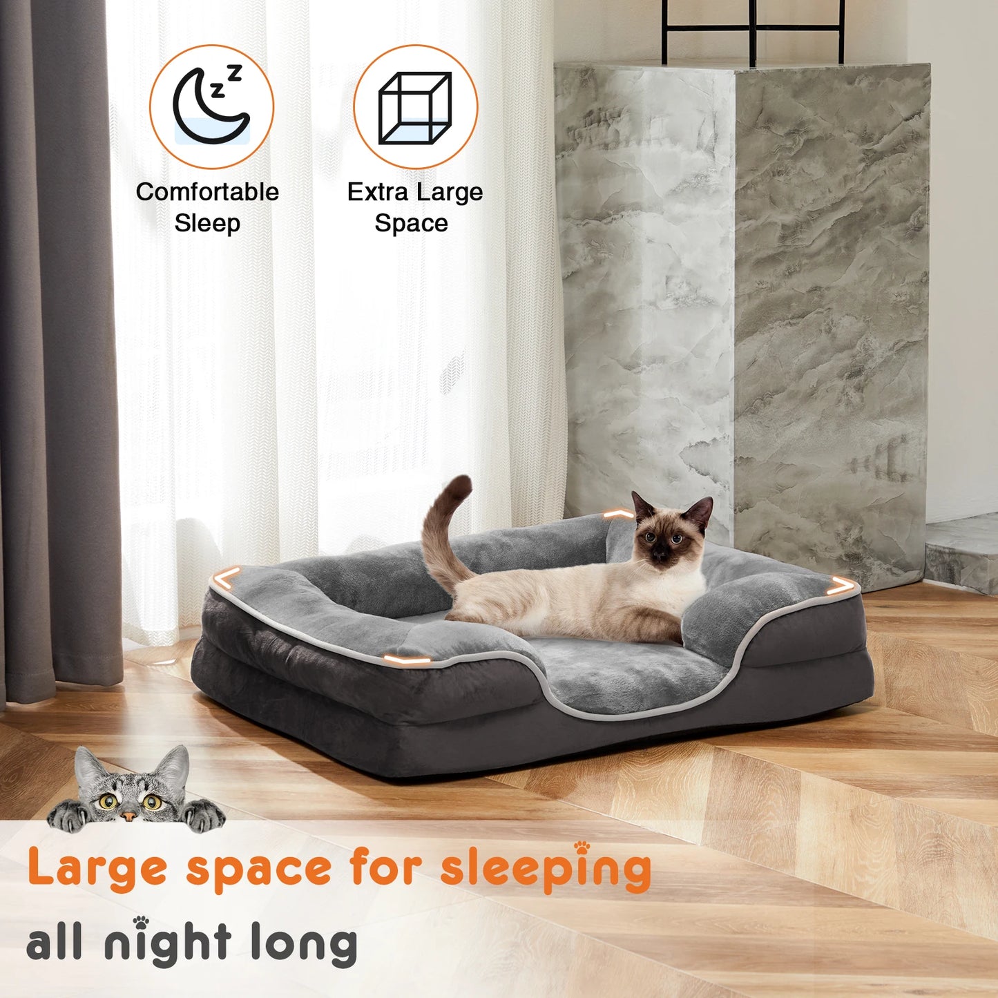 JHK Orthopedic Memory Foam Dog Bed With Waterproof Liner