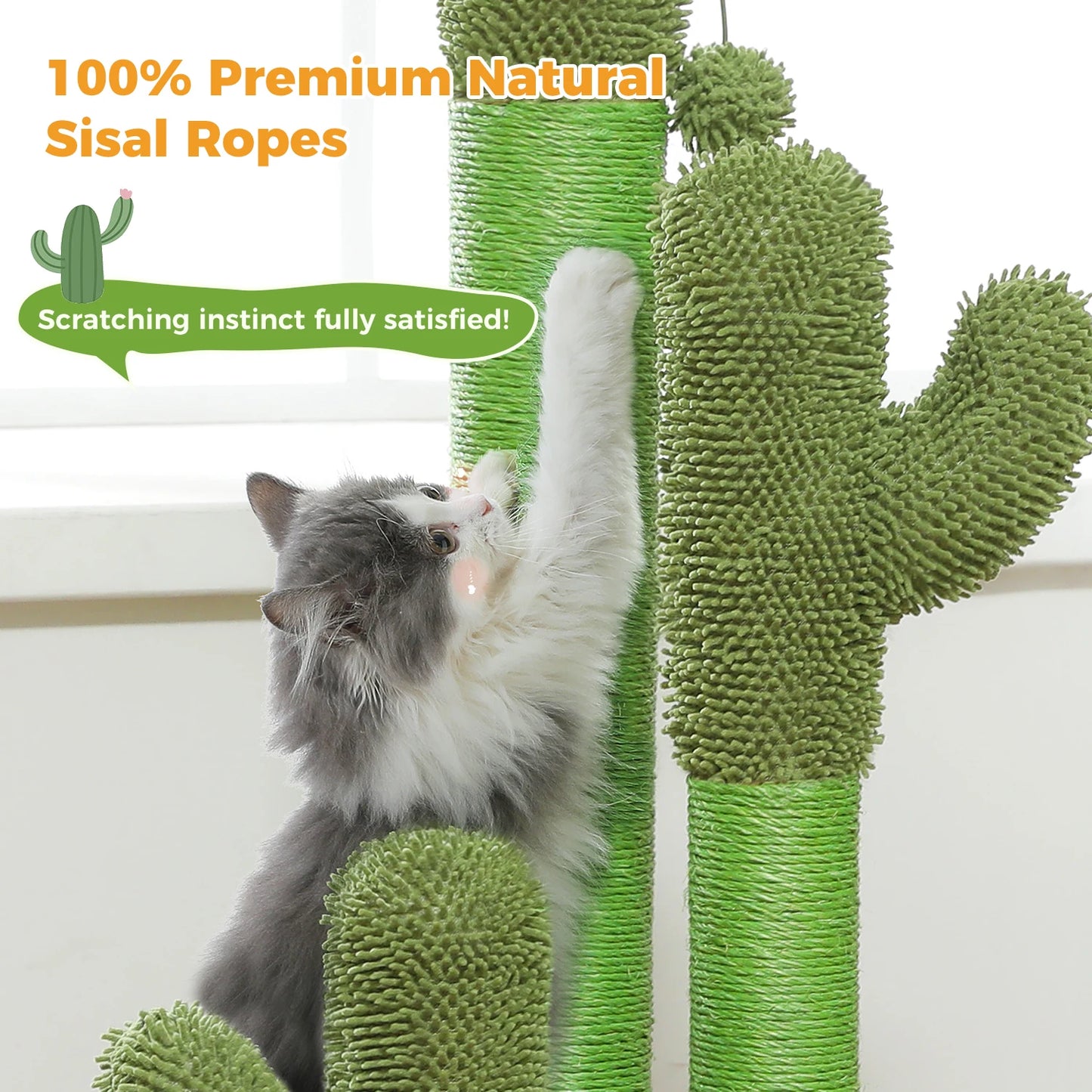 Pequlti Cactus Cat Tree With Condo And Hammock Indoor Play