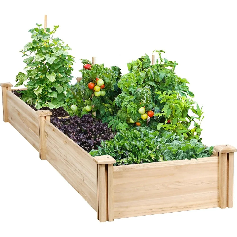 Wooden Raised Garden Bed Divisible Planter For Flowers Vegetables Herbs