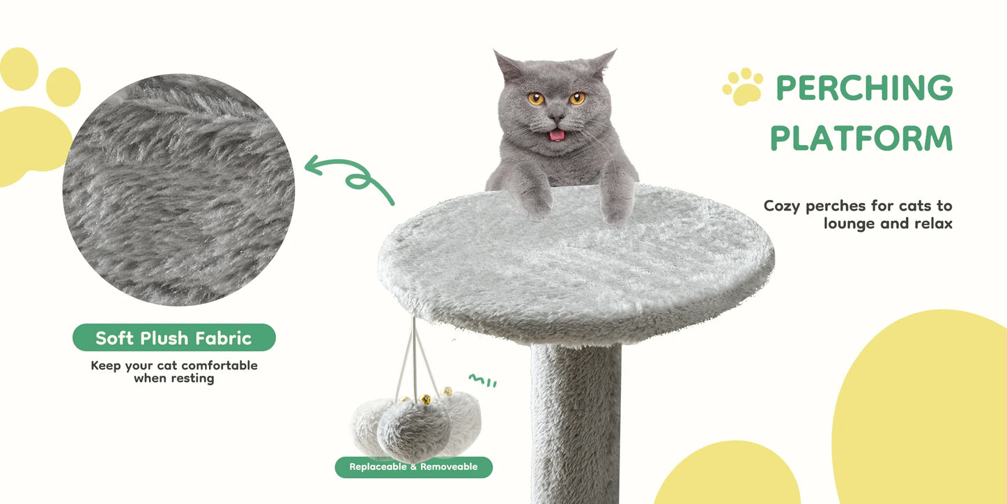 JHK Cat Tree Tall MultiCat Climbing Tower Natural Sisal Posts