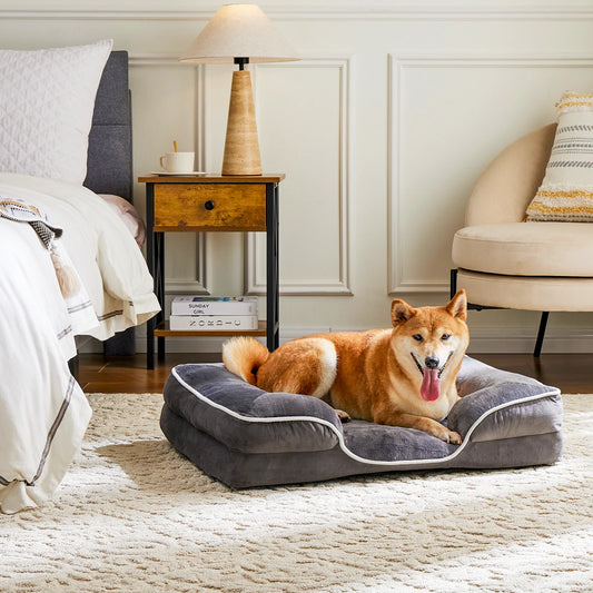 JHK Orthopedic Memory Foam Dog Bed With Removable Cover And Waterproof Liner
