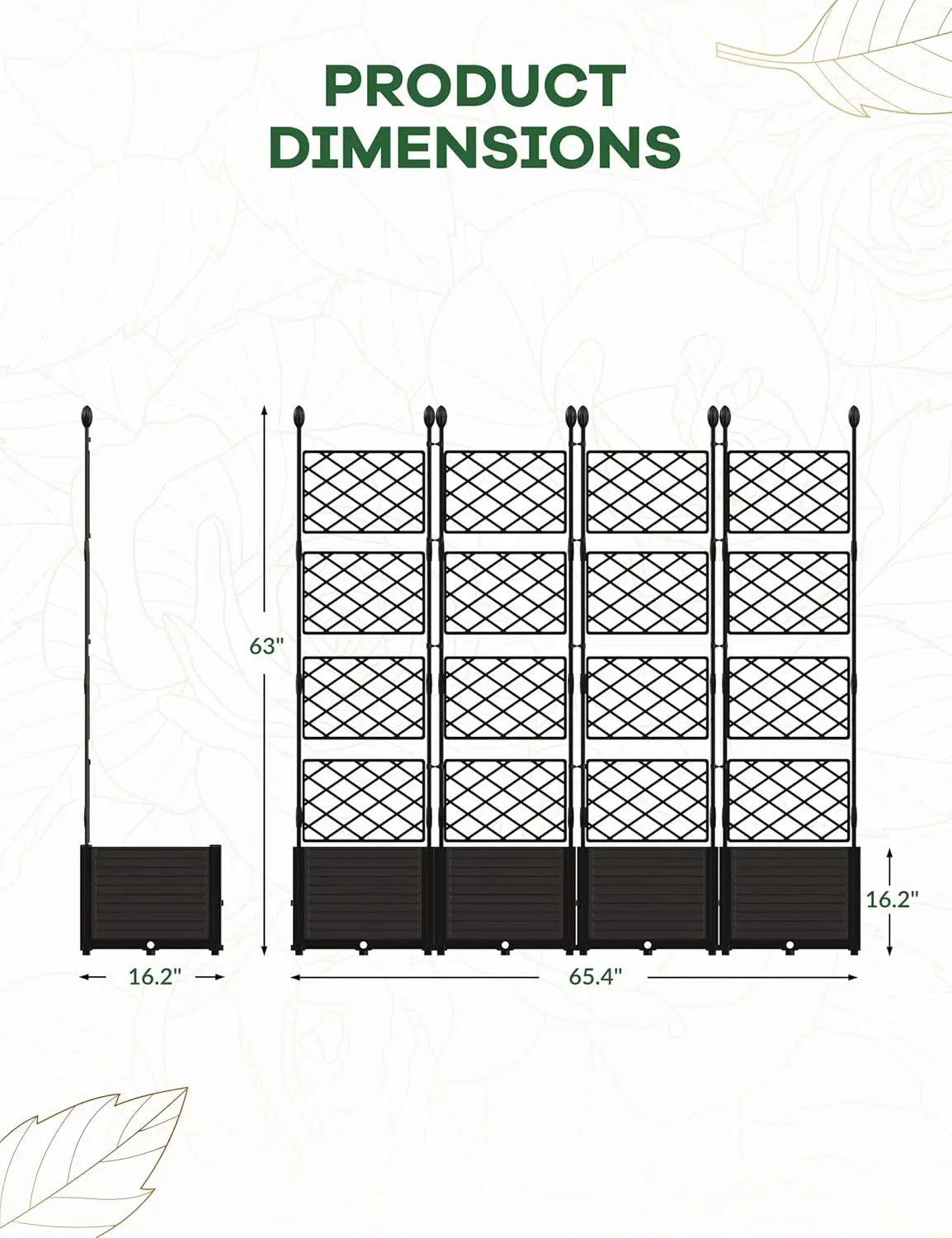 HiMISS Plastic Plant Box With Metal Trellis Garden Bed