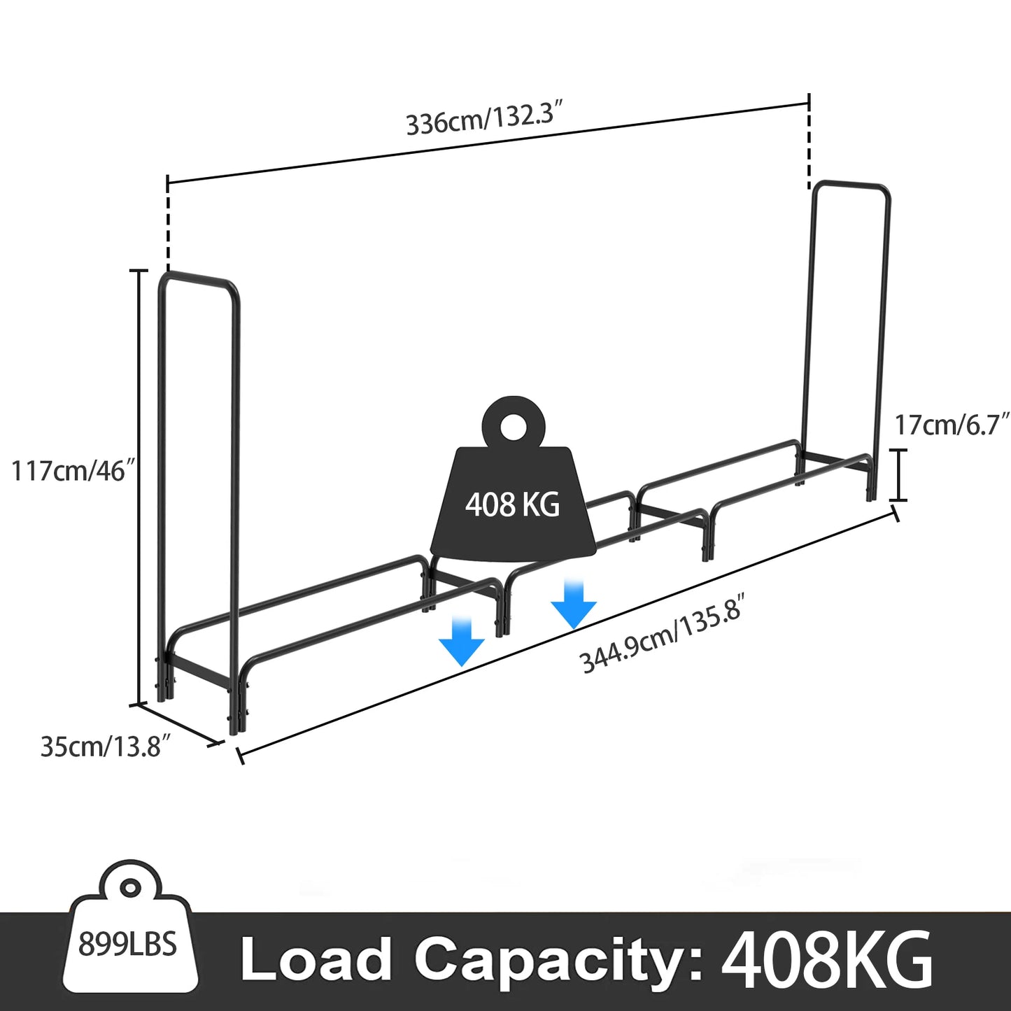 Heavy Duty Metal Wood Log Store Rack For Outdoor Use