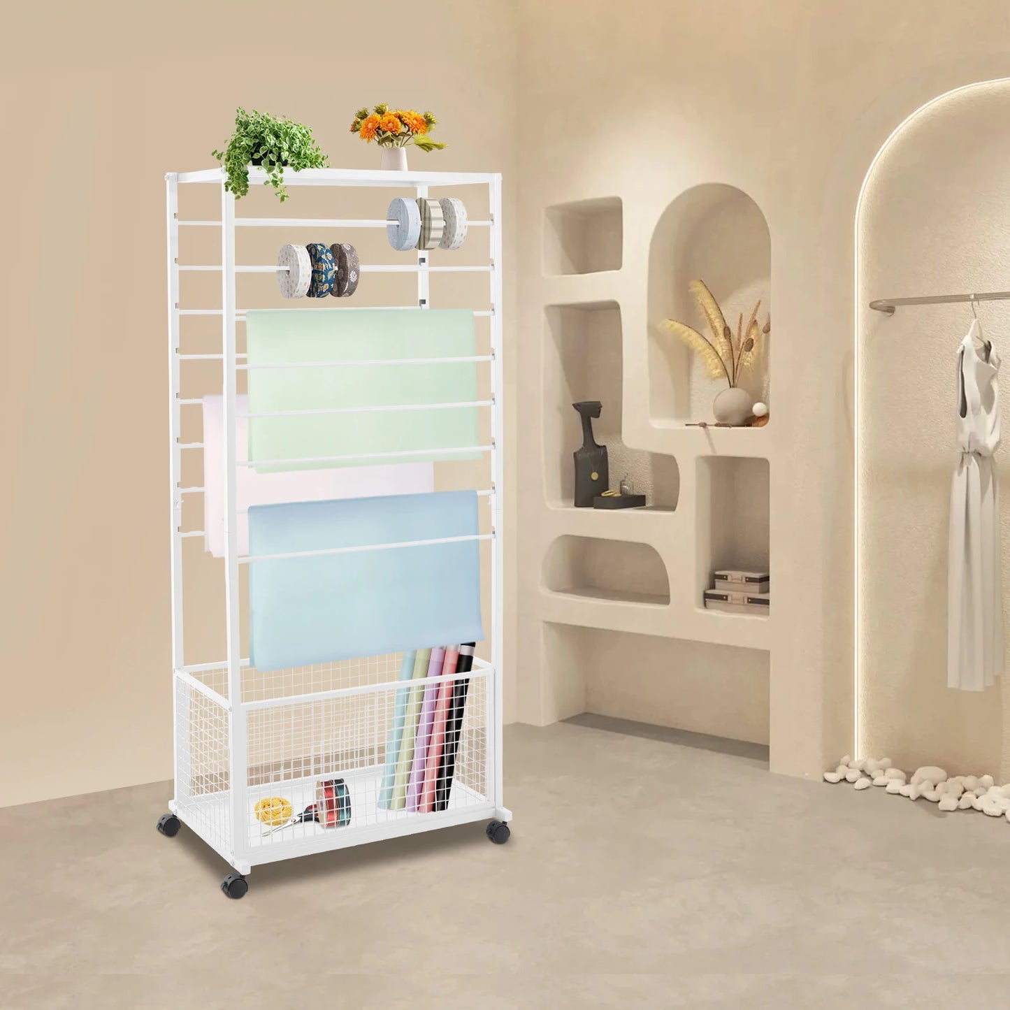 Ribbon Organizer Rack With Top Shelf 16 Layer Display Storage