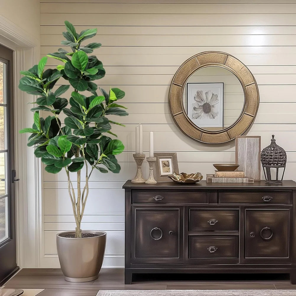 HiMISS Artificial Fiddle Leaf Fig Tree With Pot Home Decor