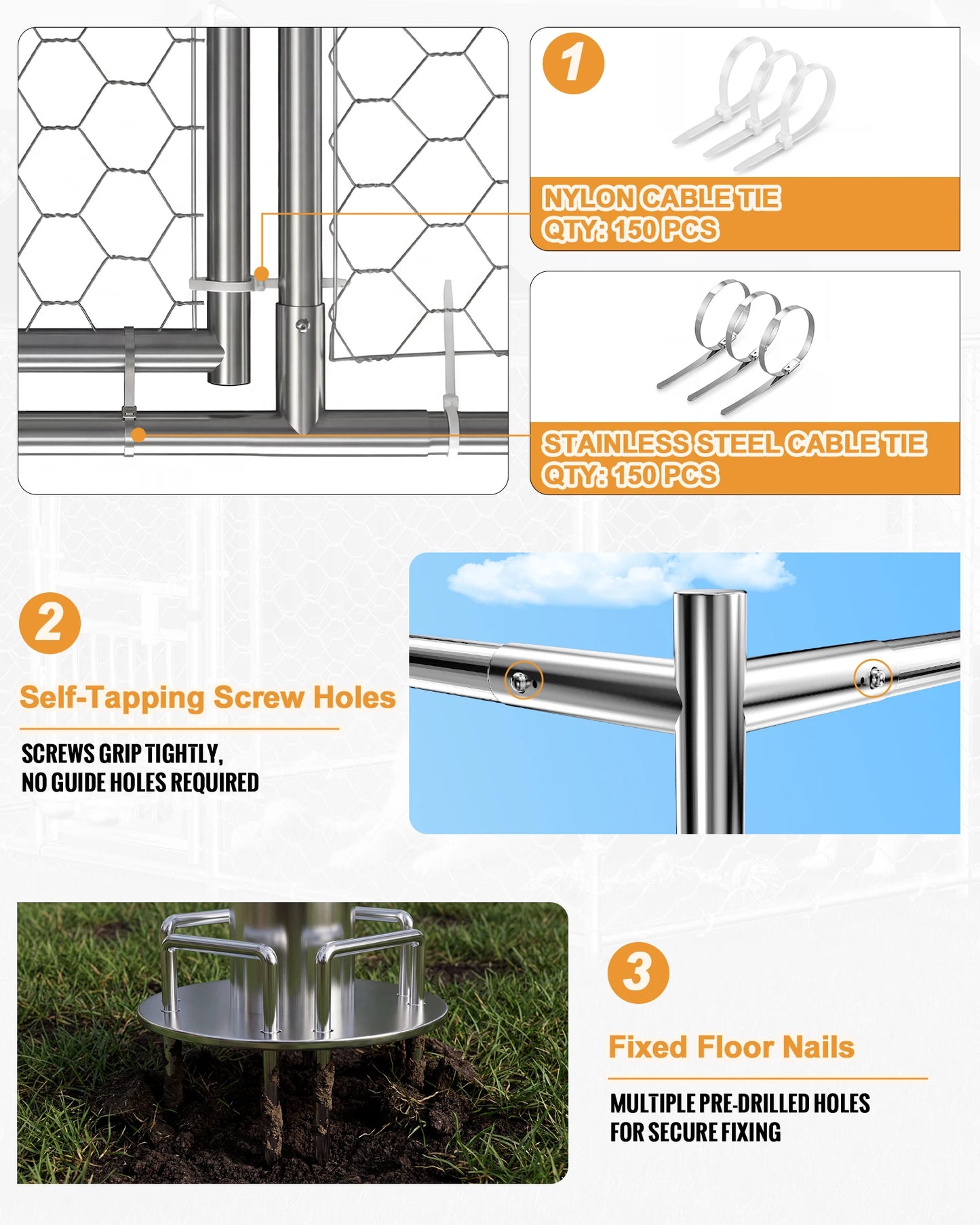 Outdoor Dog Kennel With Rotating Feeder And Roof Heavy Duty