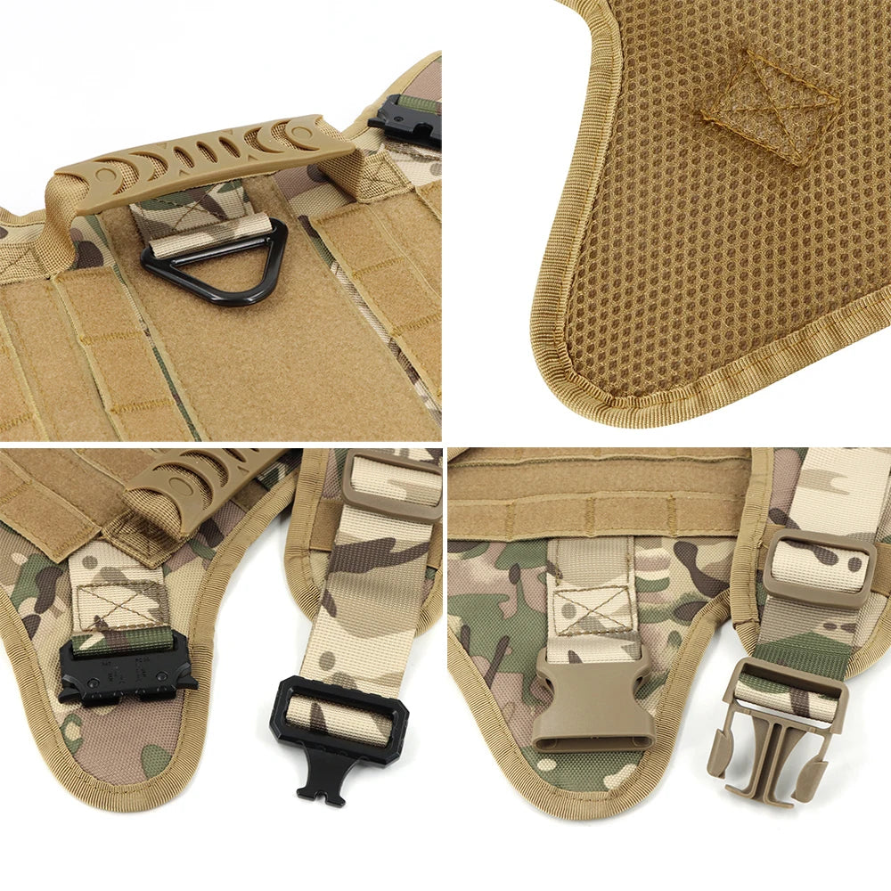 Padded Tactical Dog Harness And Leash Set For Large Dogs