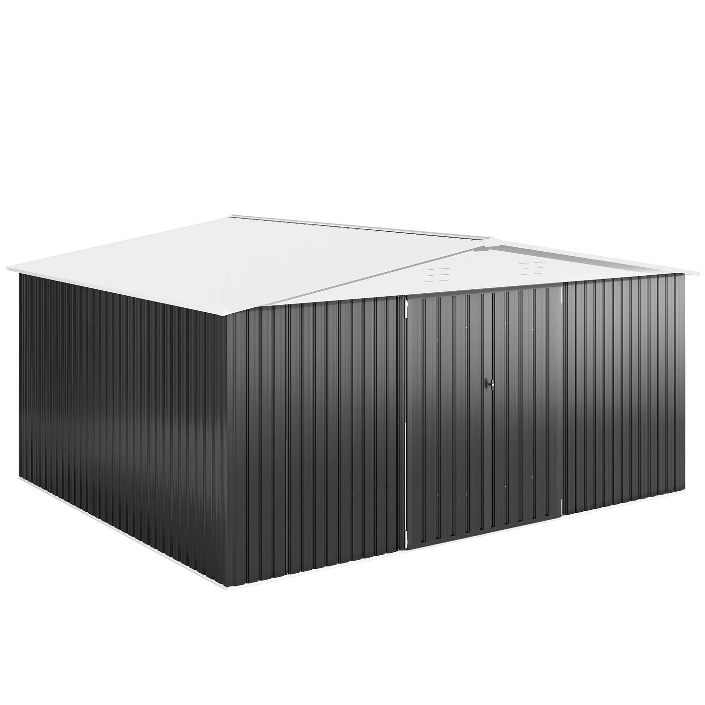 Polar Aurora Galvanized Steel Garden Shed, Heavy Duty Lockable Door