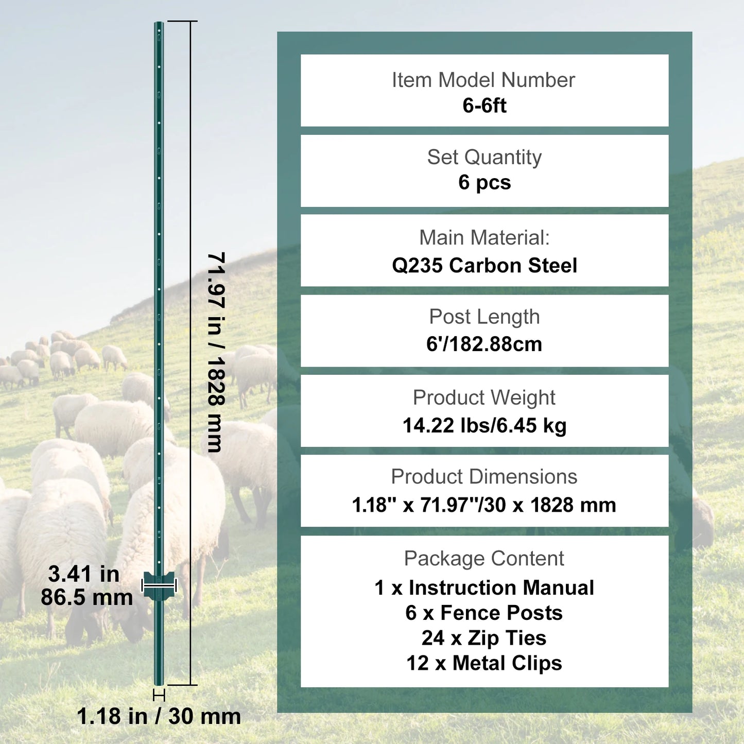 SucceBuy Heavy Duty Fence Post T-Post Steel Garden Stakes