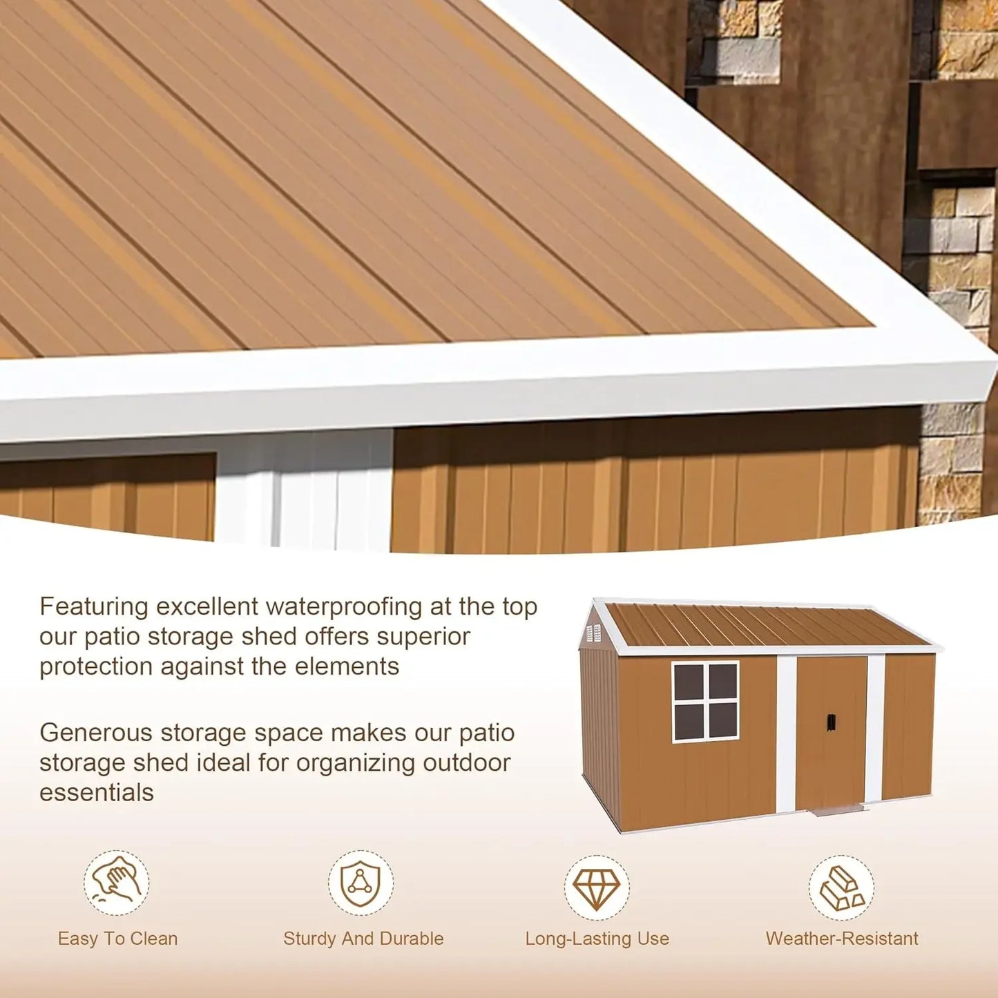 Metal Outdoor Storage Shed With Windows Door And Ventilation