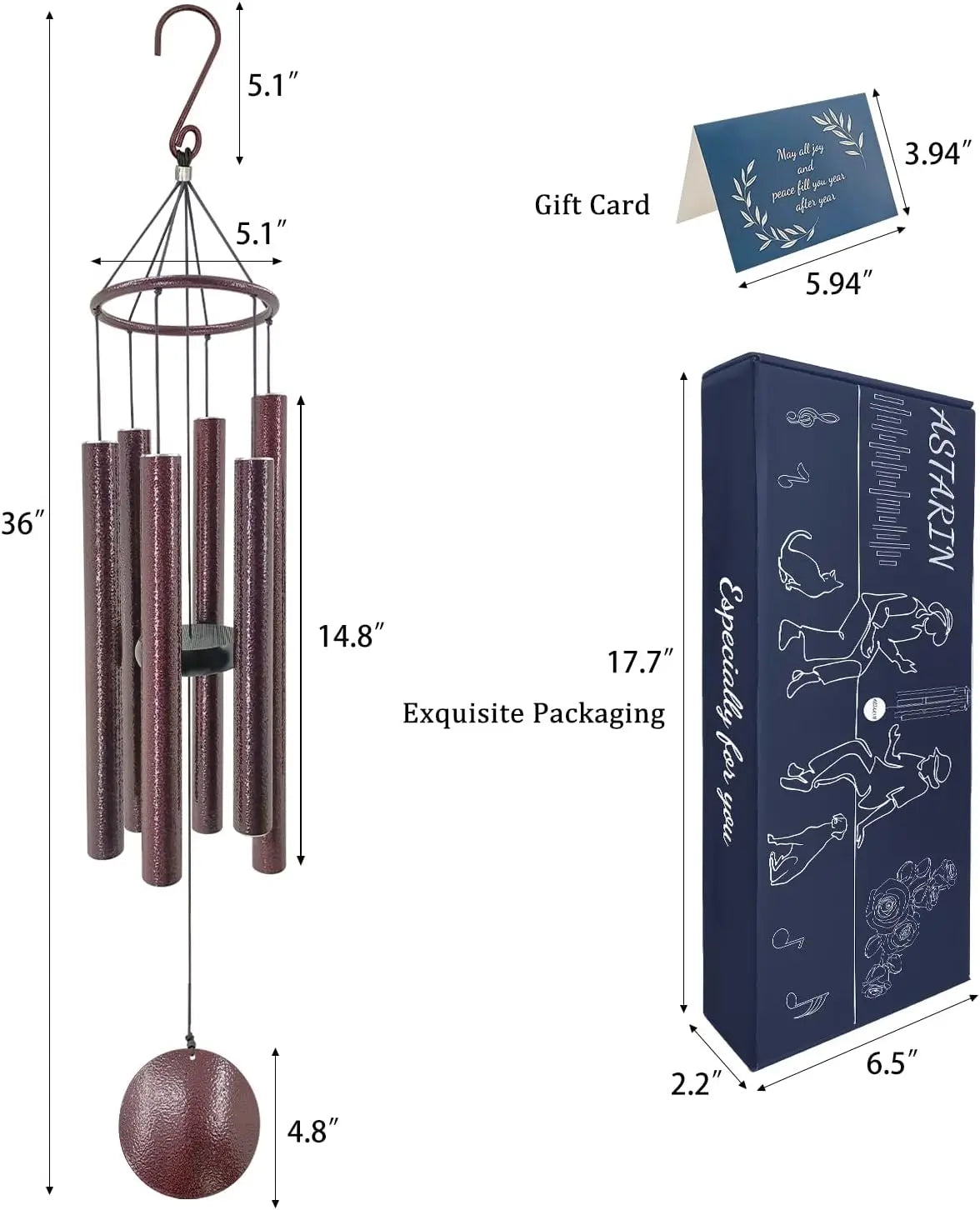 Deep Tone Memorial Wind Chimes For Outdoor Sympathy Gift