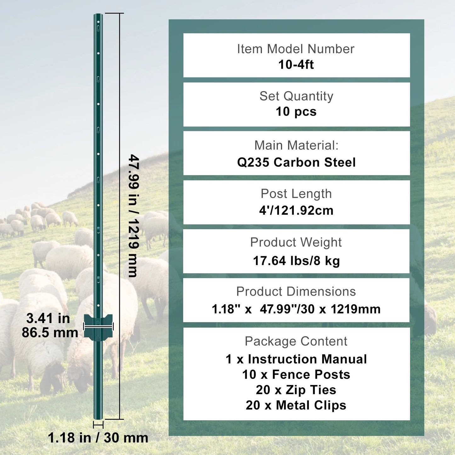SucceBuy Heavy Duty Fence Post T-Post Steel Garden Stakes