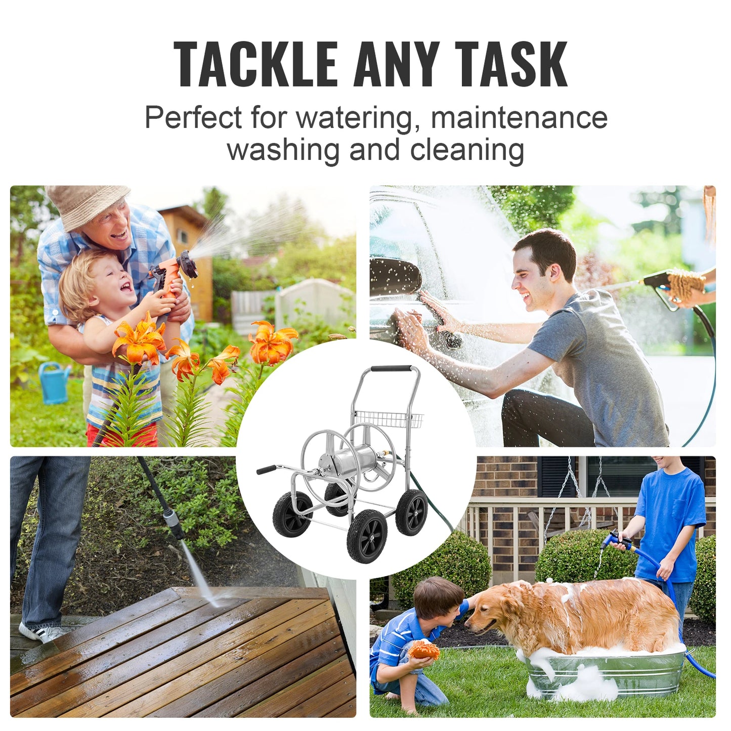 SucceBuy Hose Reel Cart Heavy Duty Garden