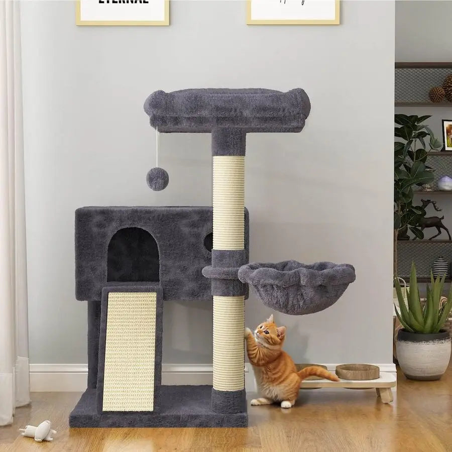XMSJ Cat Tree Tower With Hammock And Sisal Scratching Post For Indoor Cats