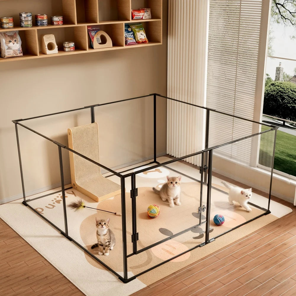 BORWART Premium Acrylic Playpen For Pets With Full Visibility