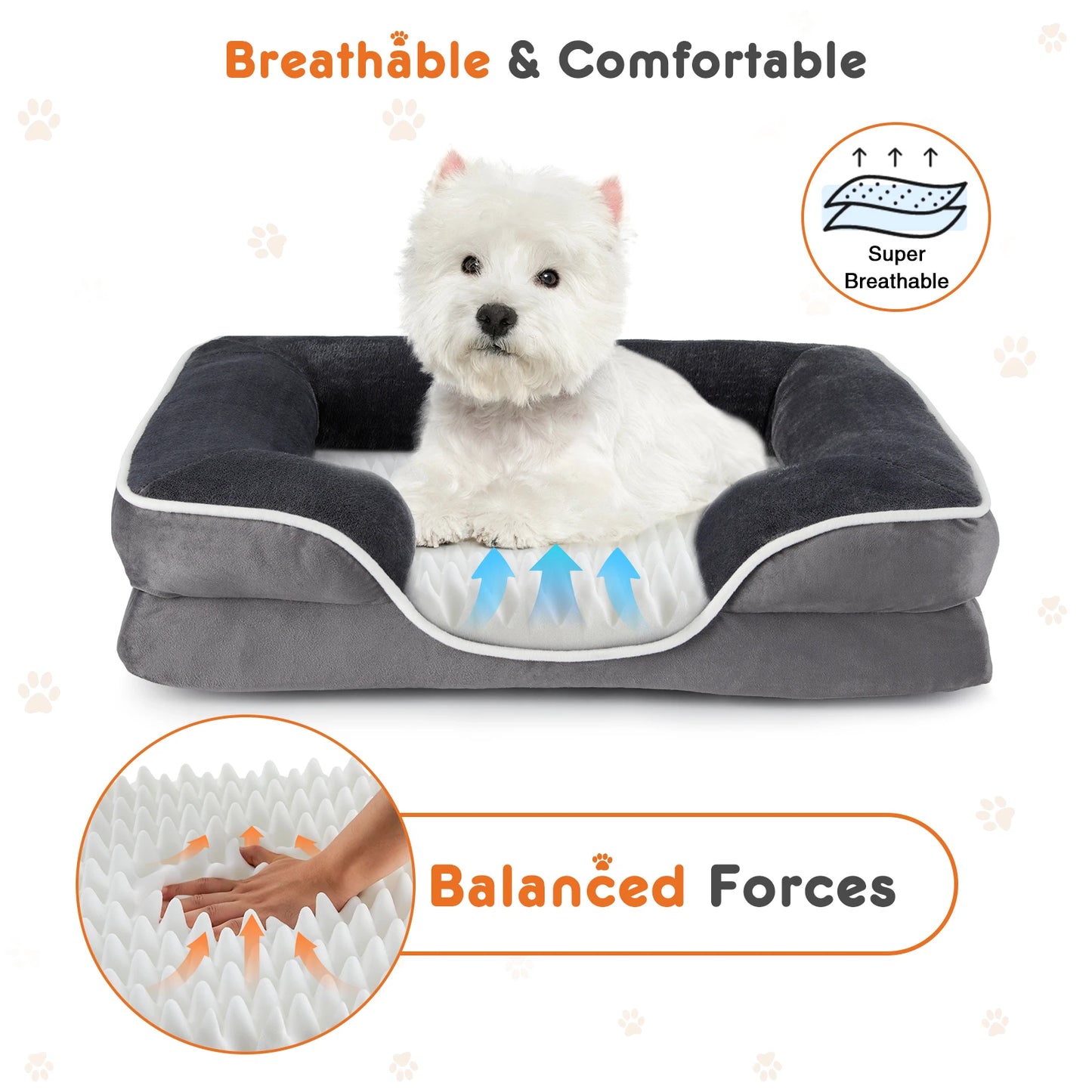 JHK Orthopedic Memory Foam Dog Bed With Waterproof Liner