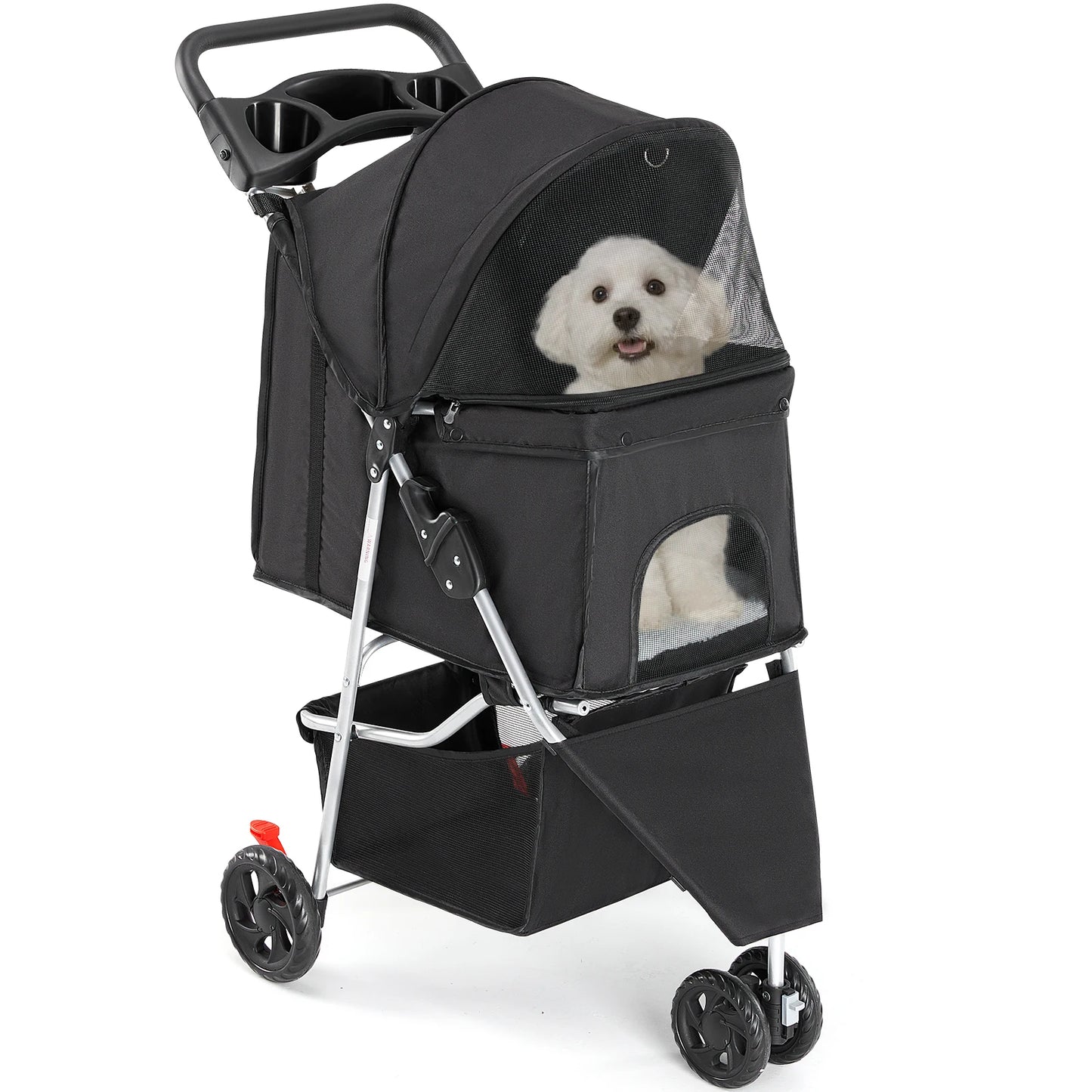 3-Wheel Foldable Pet Stroller For Small Dogs And Cats Mesh