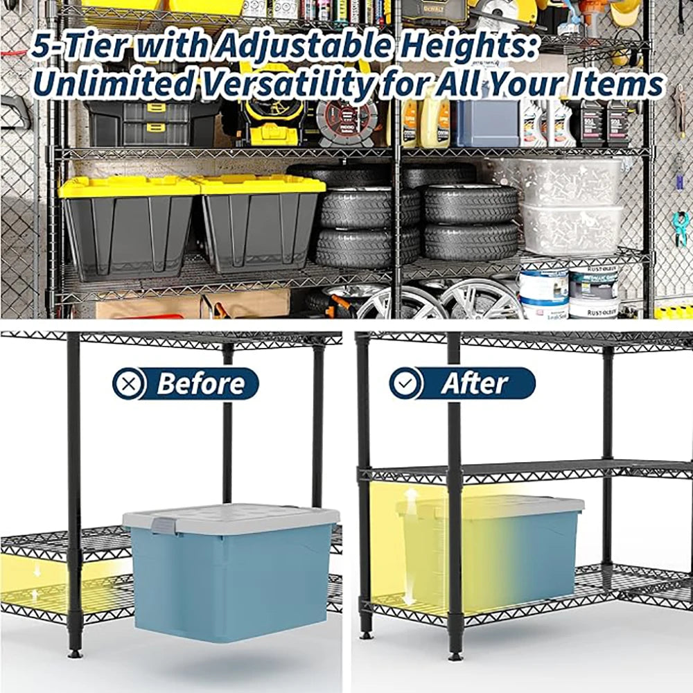 HiMISS 5 Tier Heavy Duty Metal Wire Storage Rack Organizer
