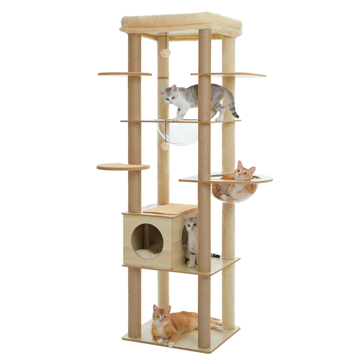 PAWZ Ro Multilevel Cat Tree With Scratching Posts And Hammock