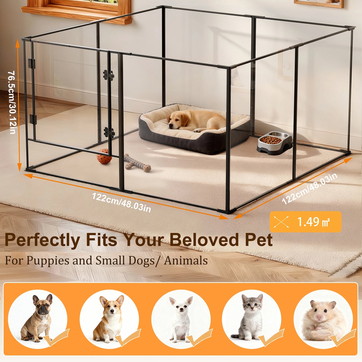 BORWART Premium Acrylic Playpen For Pets With Full Visibility