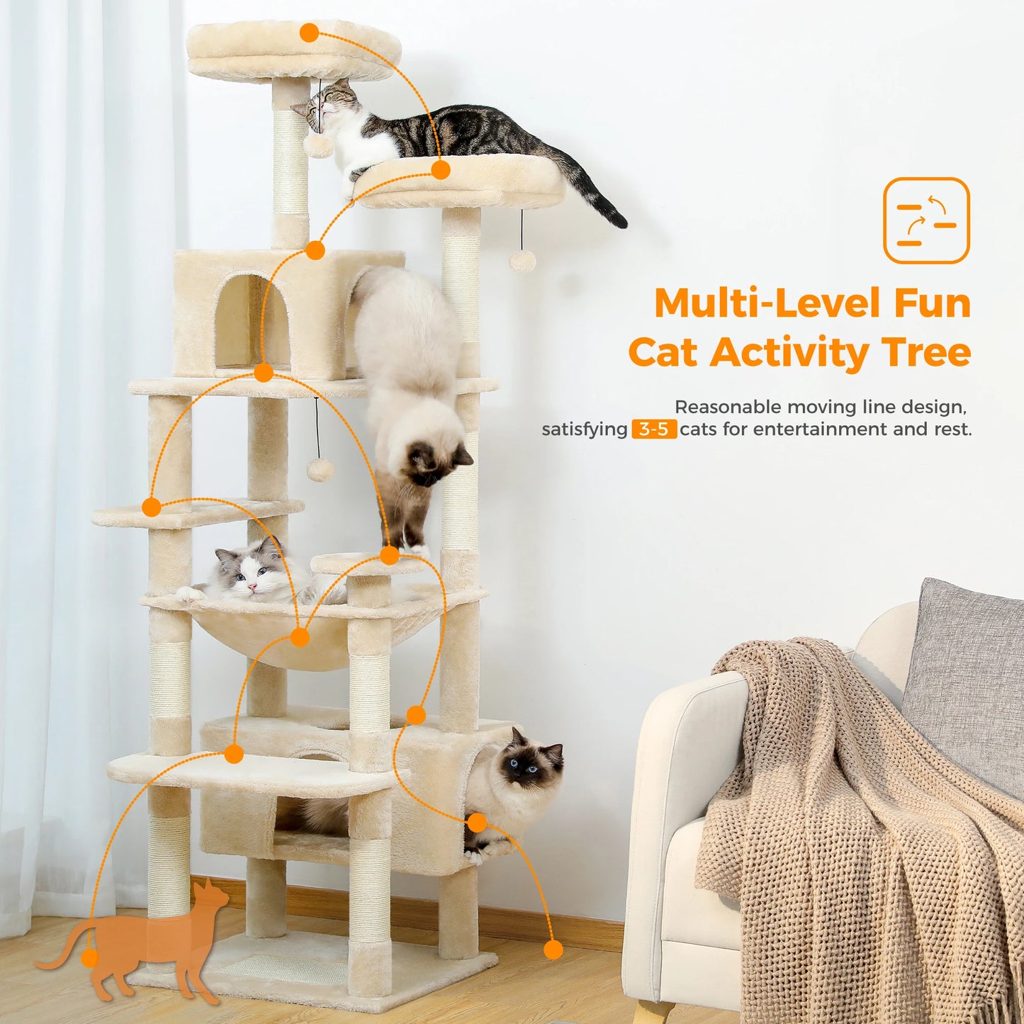PAWZ Road Cat Tree and Tower for Indoor Cats With Sisal Scratching Posts