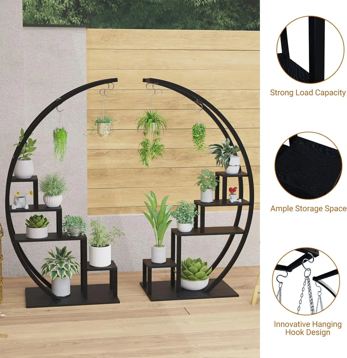 Twister Ck 5 Tier Metal Plant Stand With Hanging Hooks