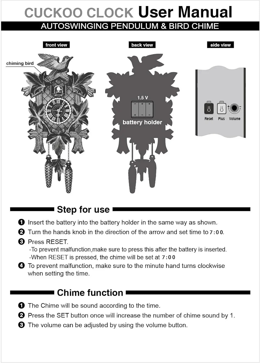 Northern European Cuckoo Wall Clock with Alarm for Home Decoration