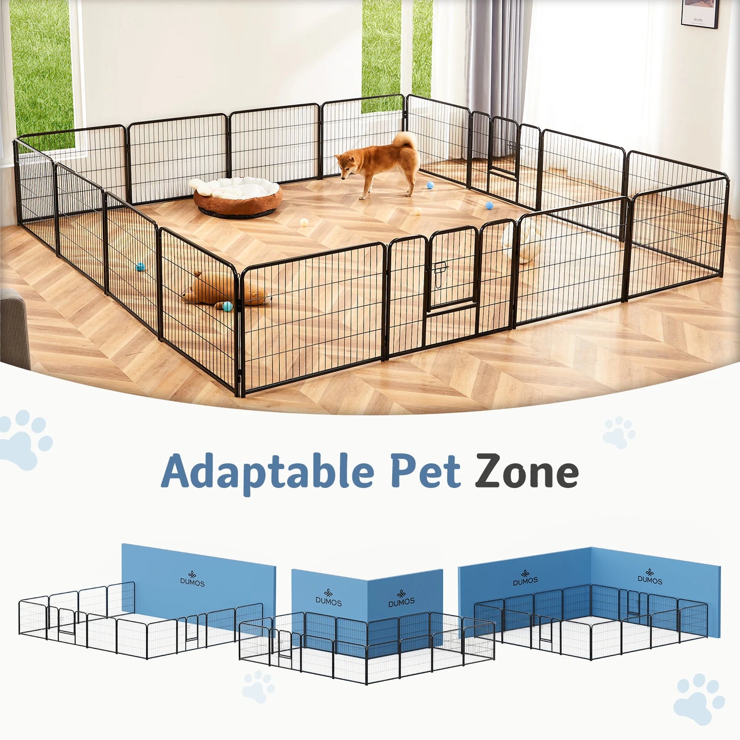 JHK Foldable Dog Playpen Metal Fence for Outdoor Exercise