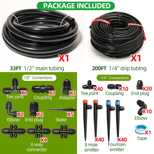 Large Area Drip Irrigation Kit With Locking Fittings